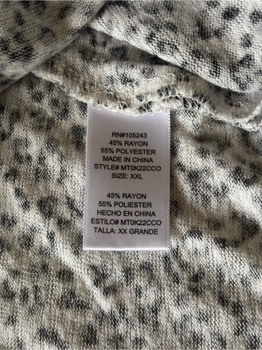 bobeau White and Gray Leopard Print V-Neck Tunic - Picture 11 of 14
